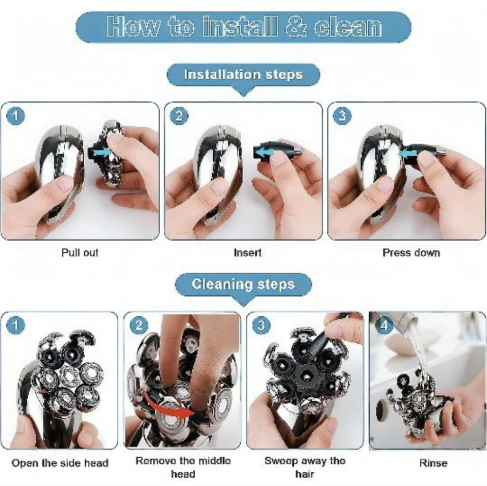 Seven Heads Electric Shaver Razor Water Proof Cordless